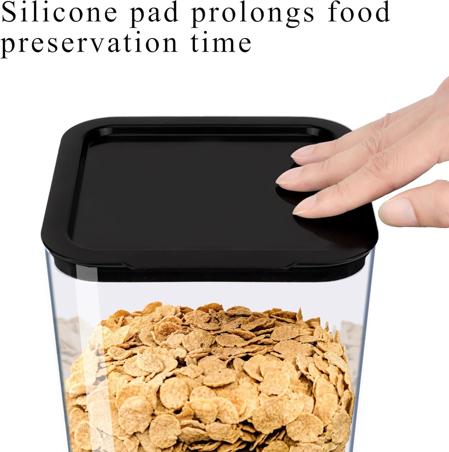 Cereal Dispenser Countertop, 5L Kitchen Organization Cereal Containers Storage, Desktop Candy Dispenser Plastic Cereal Dispenser, Snack Containers Can Hold Granola, Dry Food, nut, Grain (Black, 2Pc)