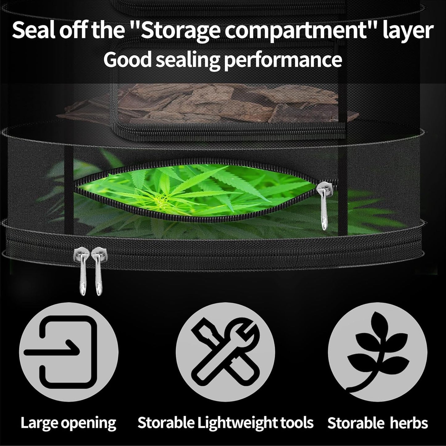 Herb Drying Rack Hanging Mesh Net,Large 8+1 Layer Plant Drying Rack with Door-Type Zipper & Closed Storage Compartment for Folding Basket Dryer Fiting in Grow Tents,Garden Outdoor