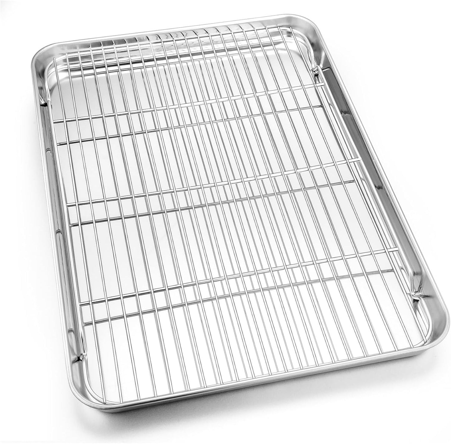 Homikit Baking Sheet Pan with Wire Cooling Rack Set, 20" x 14" Large Nonstick Stainless Steel Cookie Sheets Tray for Oven, Big Metal Bakeware Bacon Pans for Baking Cooking, Dishwasher Safe