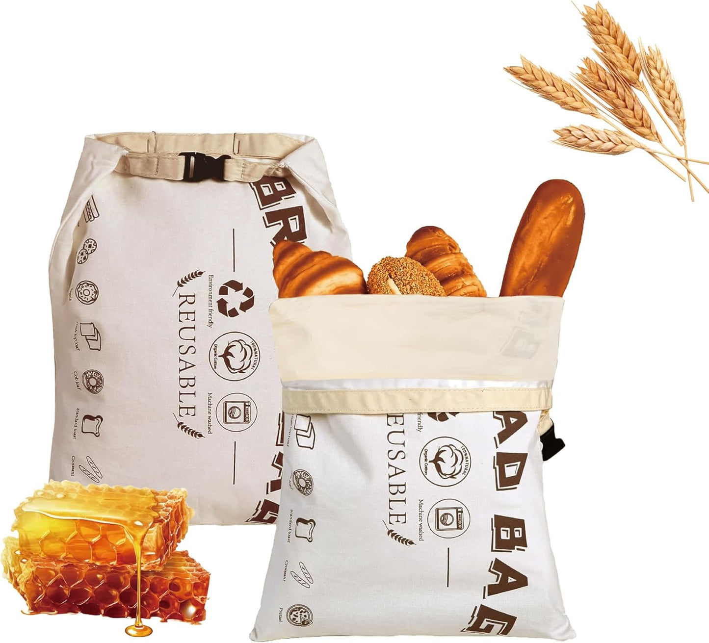 2 Packs Safe Double-Layer Fresh-Keeping Bread Storage Container for Homemade Bread and Sourdough,Eco-Friendly Plastic-free Food Storage | Moisture Lock Technology