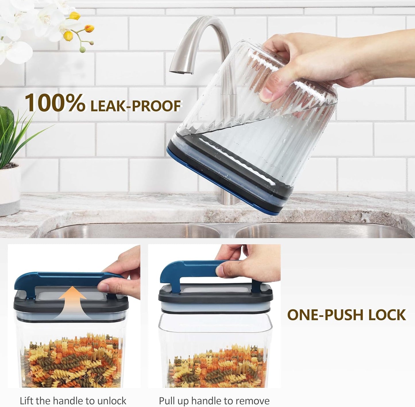 4 PACK Dog Treat Container 0.6 Qt*2+1.5 Qt+3.4 Qt, Airtight Food Storage Container, Clear Food Grade Canisters with Lids, Dog Treat Jar Food Canister Set for Dog Food, Snack, Cookie