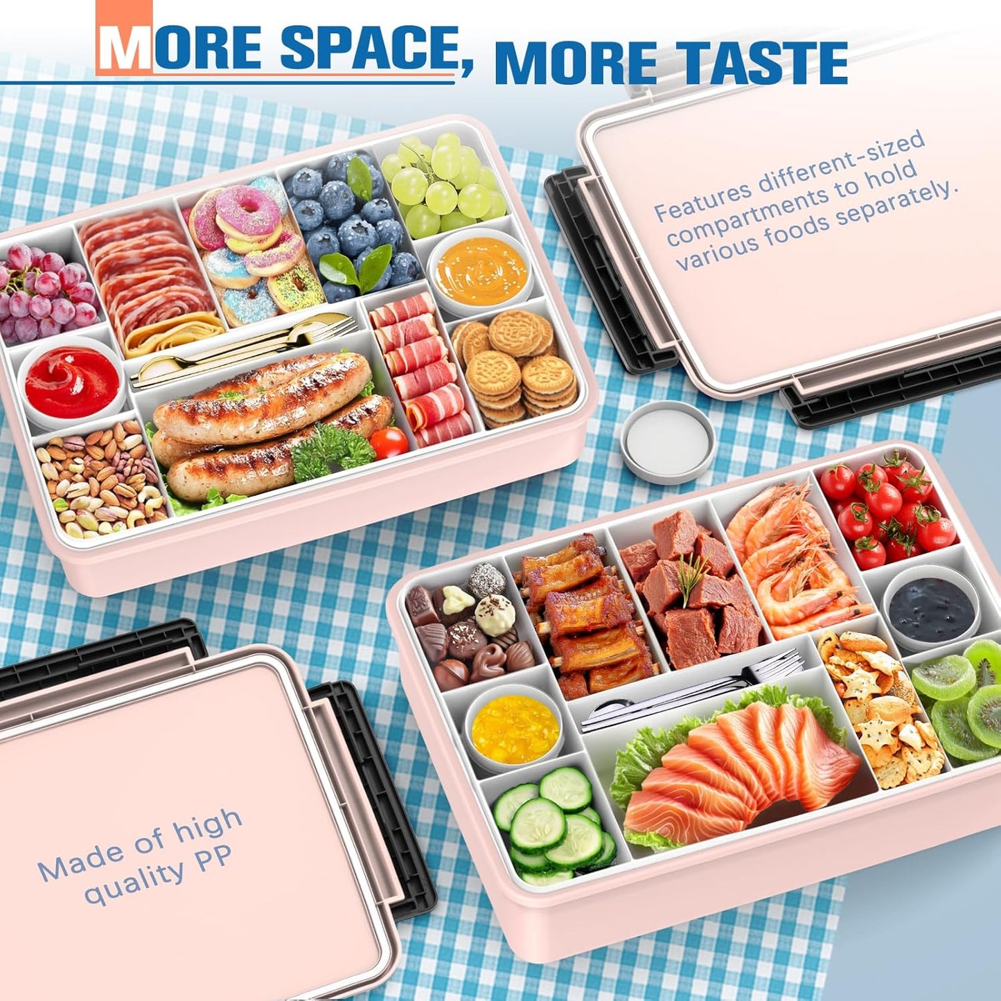 Chilled Portable Snackle Box Container with Reusable Ice Pack Bonus Insulated Bag 2Dip Container Divided Serving Tray Beach Essentials for Charcuterie Road Trip Picnic Family Party