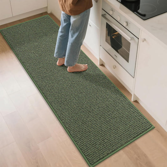 BEQHAUSE Kitchen Runner Rugs 24"x72", Non-Slip Kitchen Mats for Floor, Super Absorbent and Stain Resistant Kitchen Rug, Machine Washable Rugs for Kitchen, Hallway, Laundry & Sink, Green