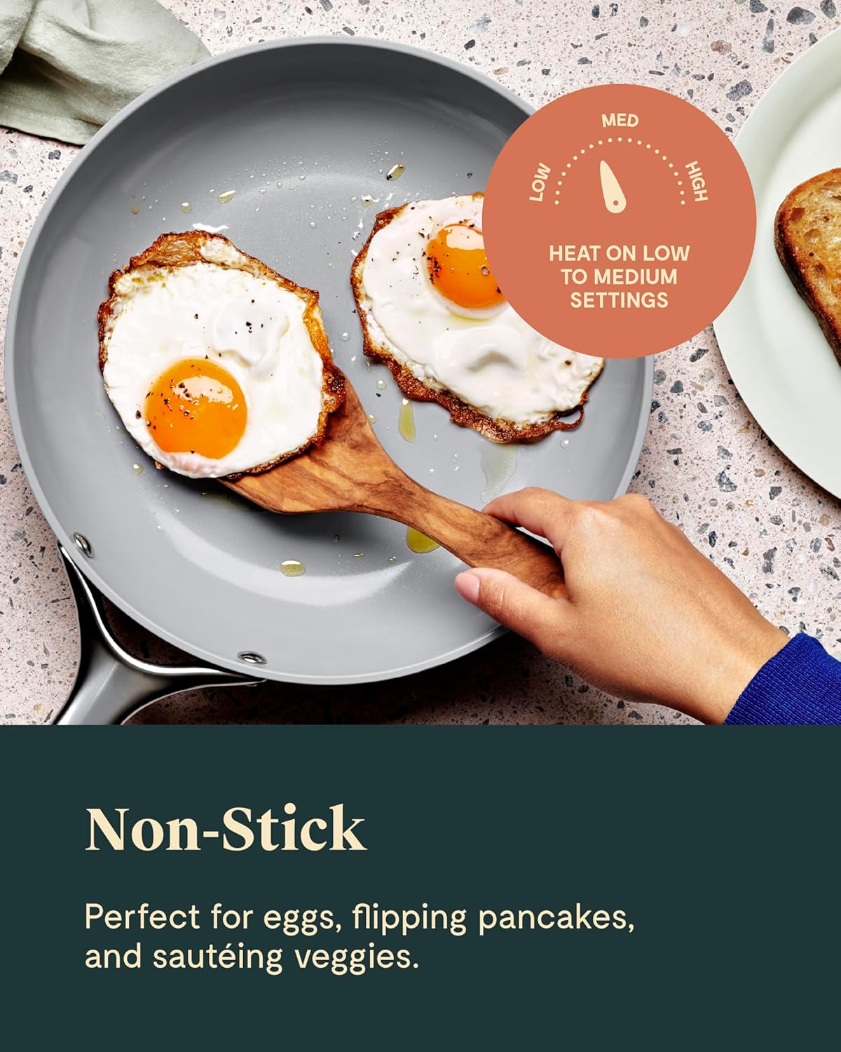 Caraway Ceramic Fry Pan Duo with Glass Lids - Non-Stick Frying Pans (10.5” & 8”) - Non Toxic, PTFE & PFOA Free - Oven Safe & Compatible with All Stovetops – Navy