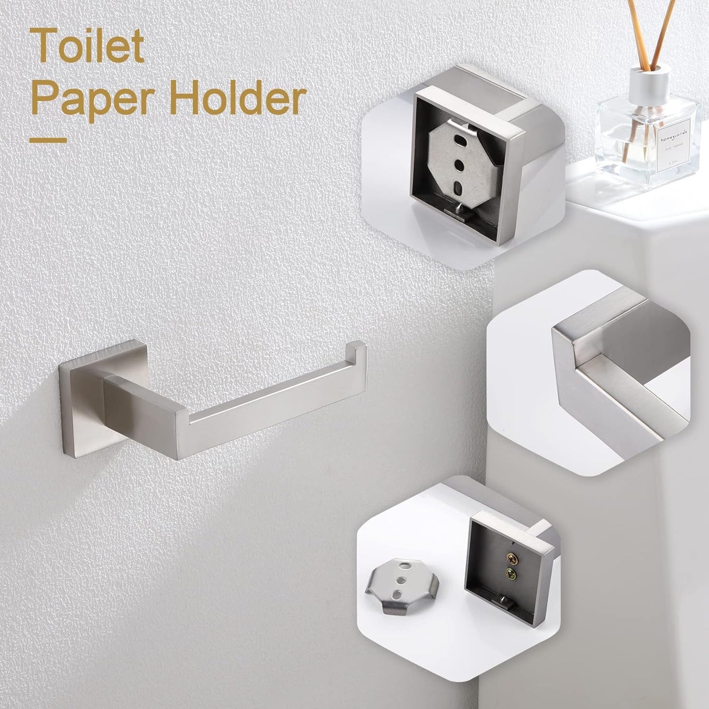 KOKOSIRI Toilet Paper Roll Holder Brushed Nickel Toilet Paper Holder Stainless Steel for Kitchen Bathroom Dispenser Wall Mounted, 2 Pack, B2003BR-P2