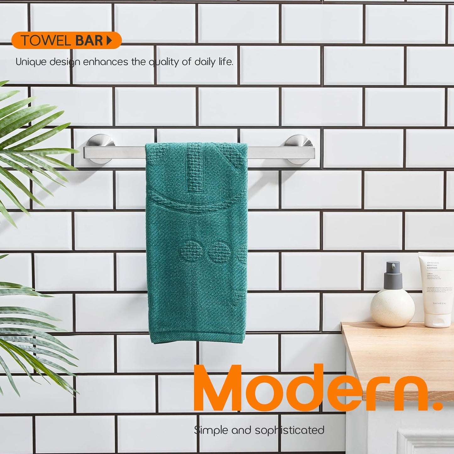 12 Inch Bathroom Towel Bar Bath Towel Rack Kitchen Towel Holder Towel Ring Wall Mounted SUS304 Stainless Steel Brushed Nickel AN4001BR-L12