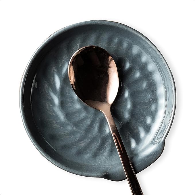 Spoon Rest for Stove Top, Cooking Spoon Holder for Kitchen Counter, Modern Farmhouse Decor Utensil Rest for Spoons, Ladles Tongs Spatula, Dark Gray