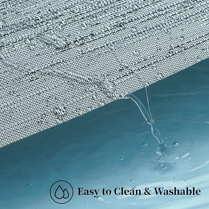 Leetaltree Grey Placemats, Heat Resistant Non-Slip Place mats for Dining Table, Washable Durable PVC Vinyl Woven Table Mats (Set of 16)