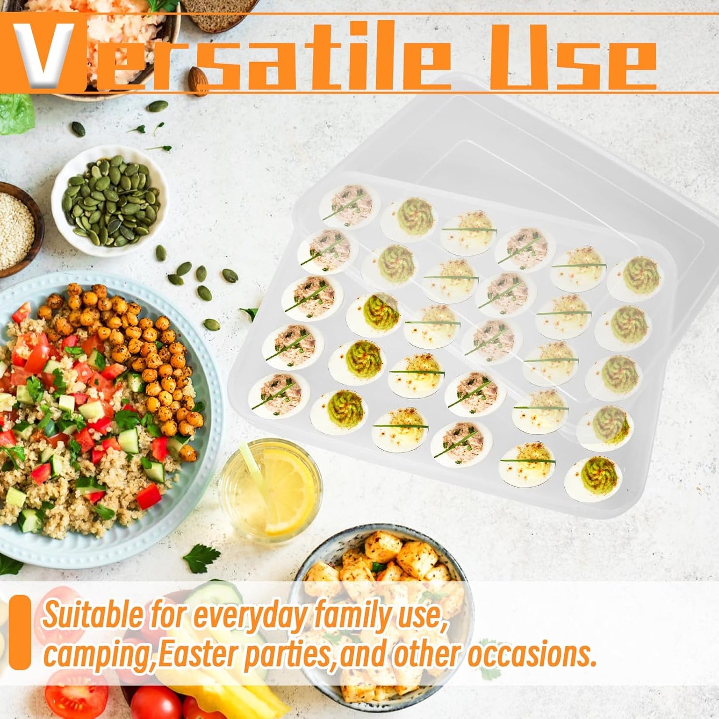 Easter Covered Egg Holder,Deviled Egg Containers with Lid,Stackable Plastic Egg Storage Container for Fridge,Thanksgiving Party,Keep Fresh,Kitchen Supplies(30 Eggs)