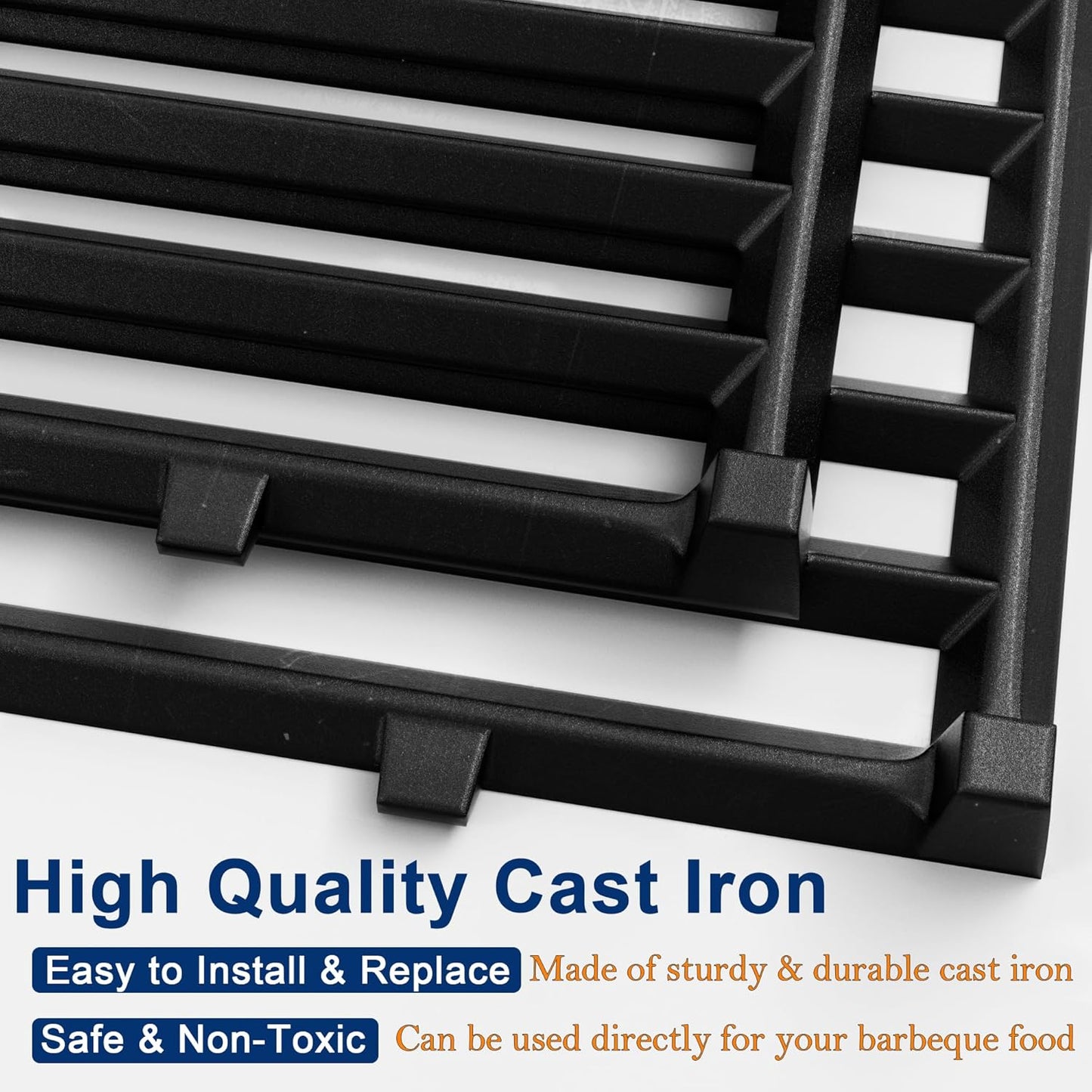 DELSbbq Cooking Grates for Weber Genesis 300 Series Genesis E310 E320 E330 S310 S320 S330 EP-310 EP-320 EP-330, Cast-Iron Grill Grates Replacement for Weber 7524/7528, 19.5" x 12.9", Set of 2