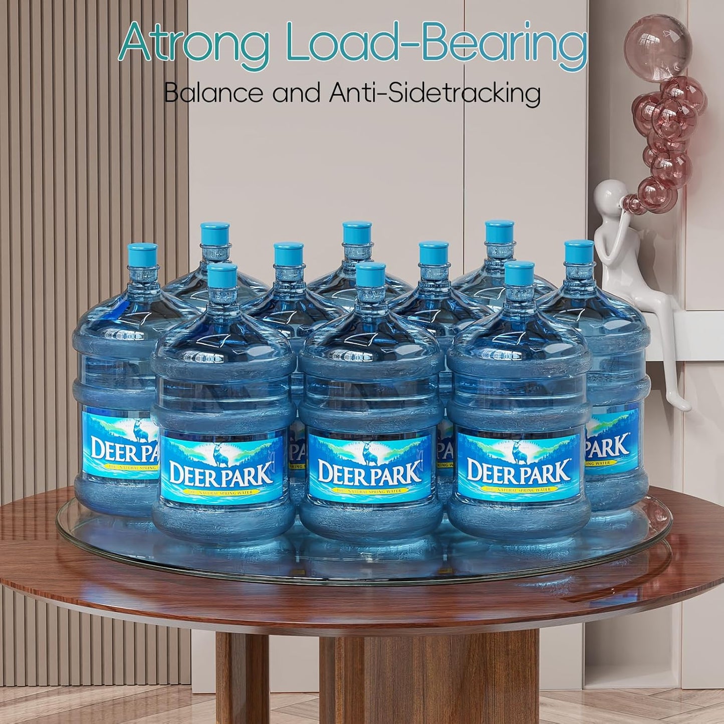 35" Large Lazy Susan for Dining Table Kitchen Glass Turntable with Aluminum Alloy Bearing, Smooth Swivel