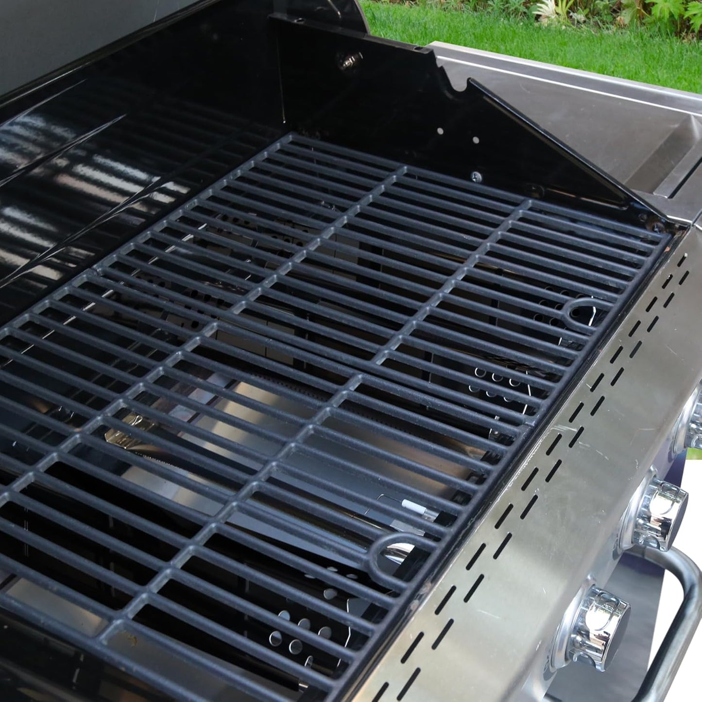 CANDANA Replacement Parts for Nexgrill 4 Burner 720-0830H 720-0830D 720-0783C 720-0783E 720-0958A, 17" Cast Iron Grill Grate, Grill Burner, Heat Plate, Igniters for 5 Burner 720-0888N