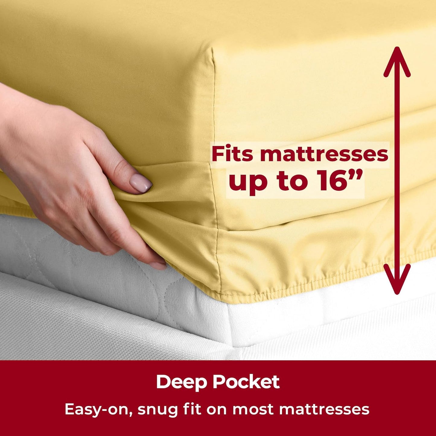 Mellanni Twin XL Sheets Set - 3 PC Iconic Collection Bedding - Hotel Luxury, Extra Soft, Cooling Bed Sheets - Wrinkle, Fade, Stain Resistant (Twin Extra Long, Yellow)