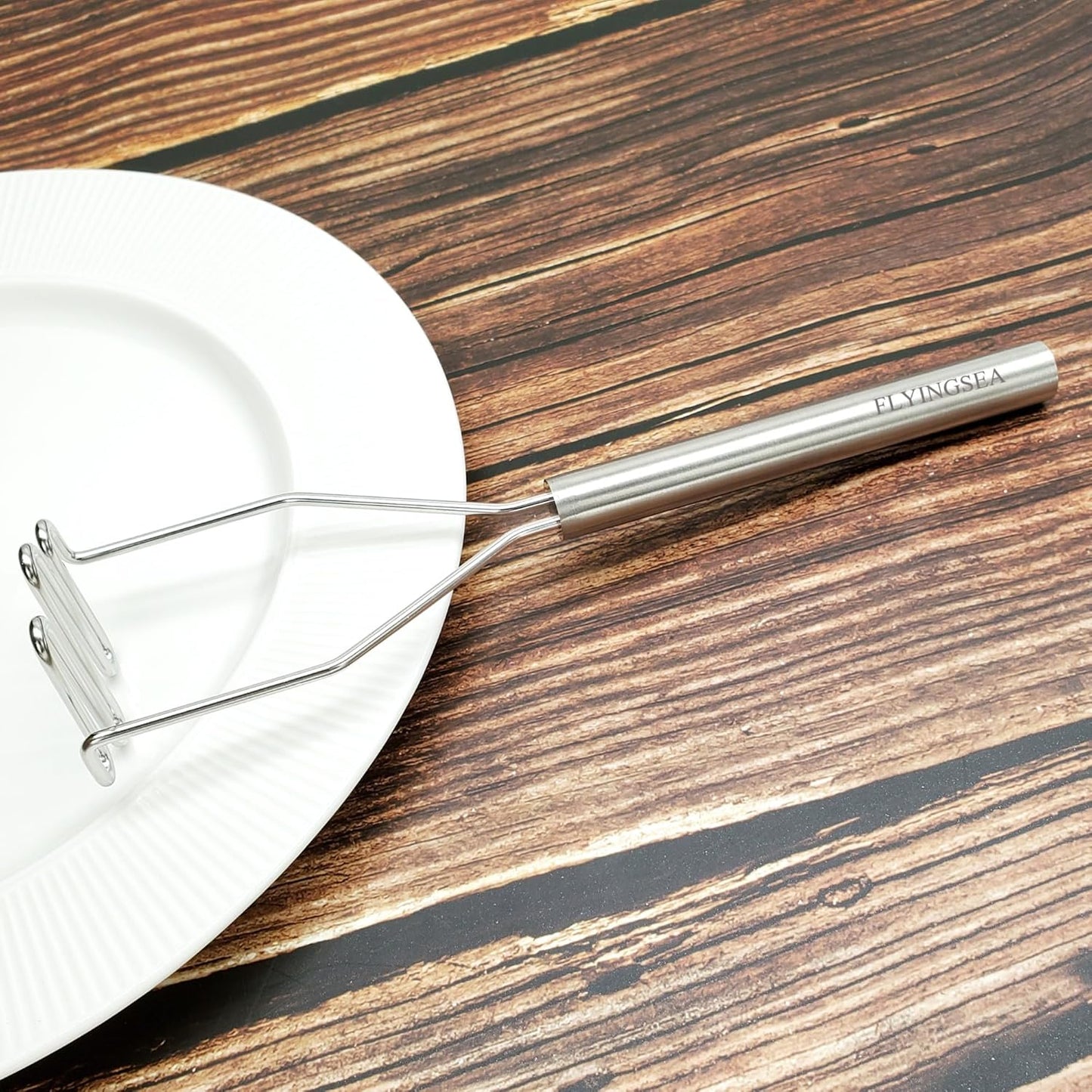 FLYINGSEA Potato Masher,Vegetable Masher,Small Masher,Professional 18-8 Stainless Steel Potato Masher.Cooking And Kitchen Tools.Ergonomic,Perfect for Mashed Potatoes,Vegetables,Beans,Dishwasher Safe