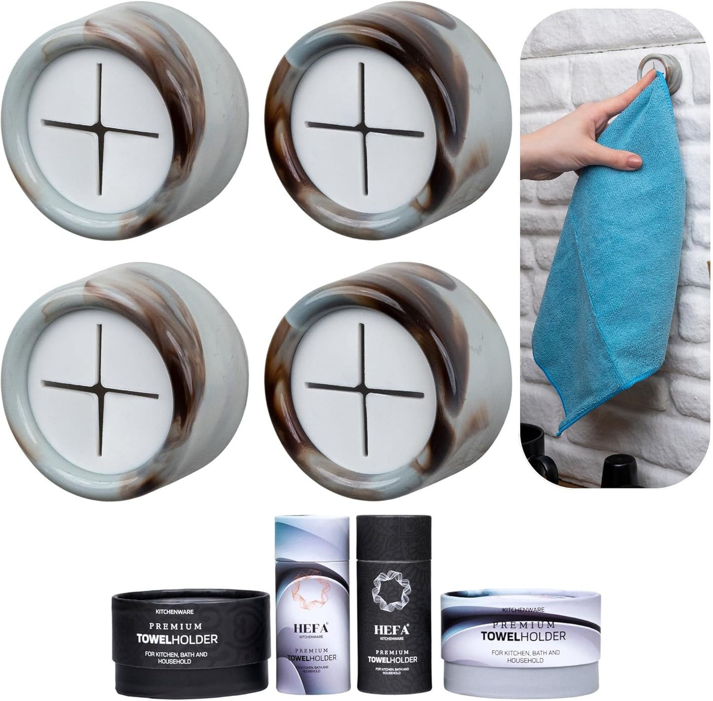 HEFA Kitchen Towel Holder, Towel Hooks, Dish Towel Holder, Organization, Bathroom Accesories, Kitchen Towel Hook, Gift, Kitchen Gadgets 4 Pack