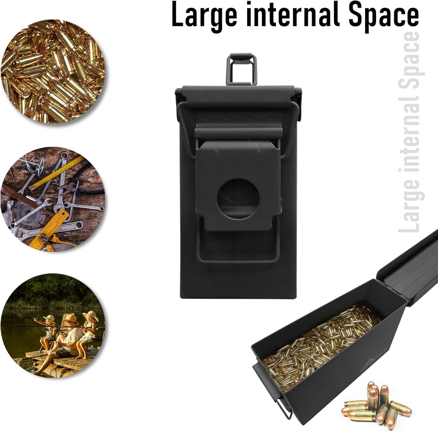 HOMESTEAD 30 Cal Metal Ammo Can - New Steel Ammo Can, Military Ammo Box, Airtight Case, Weatherproof Storage Ammo Box (4-Pack, Black Color)