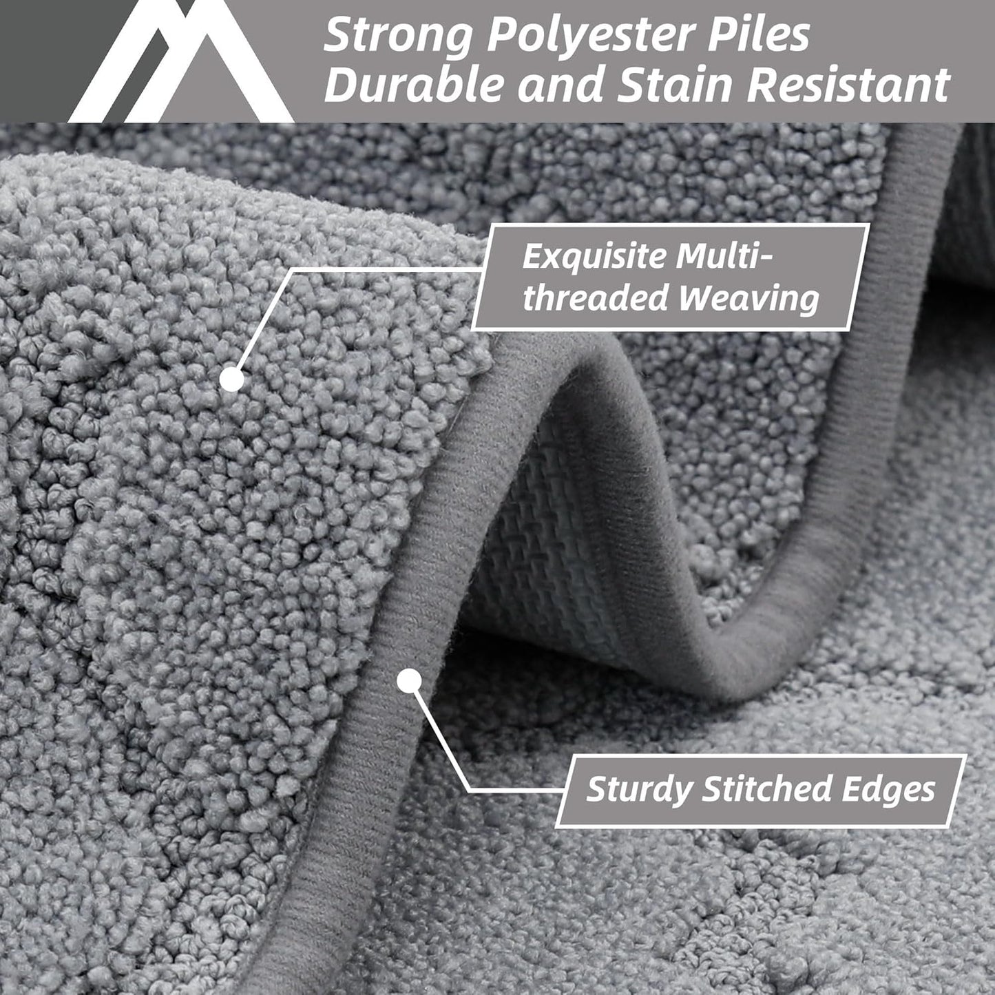 COSY HOMEER Kitchen Rugs 20"x48" Non-Slip Absorbent Soft Kitchen Runner Rug Polyester Kitchen Mats for Floor Washable Kitchens Standing Floor Mat for Sink Mat,Hallway,Laundry,Grey