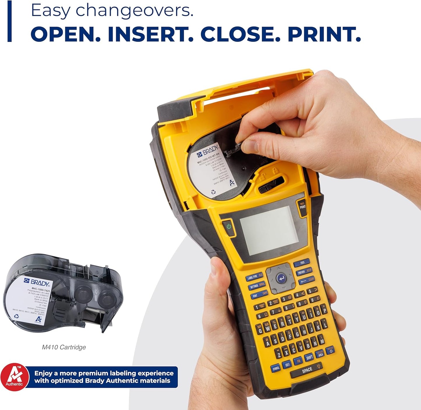 Brady M410 Handheld Portable Label Printer Kit with Carrying Case, Label Cartridge, Rechargeable Battery and Charger, 11.5" H x 6" W x 3.5" H