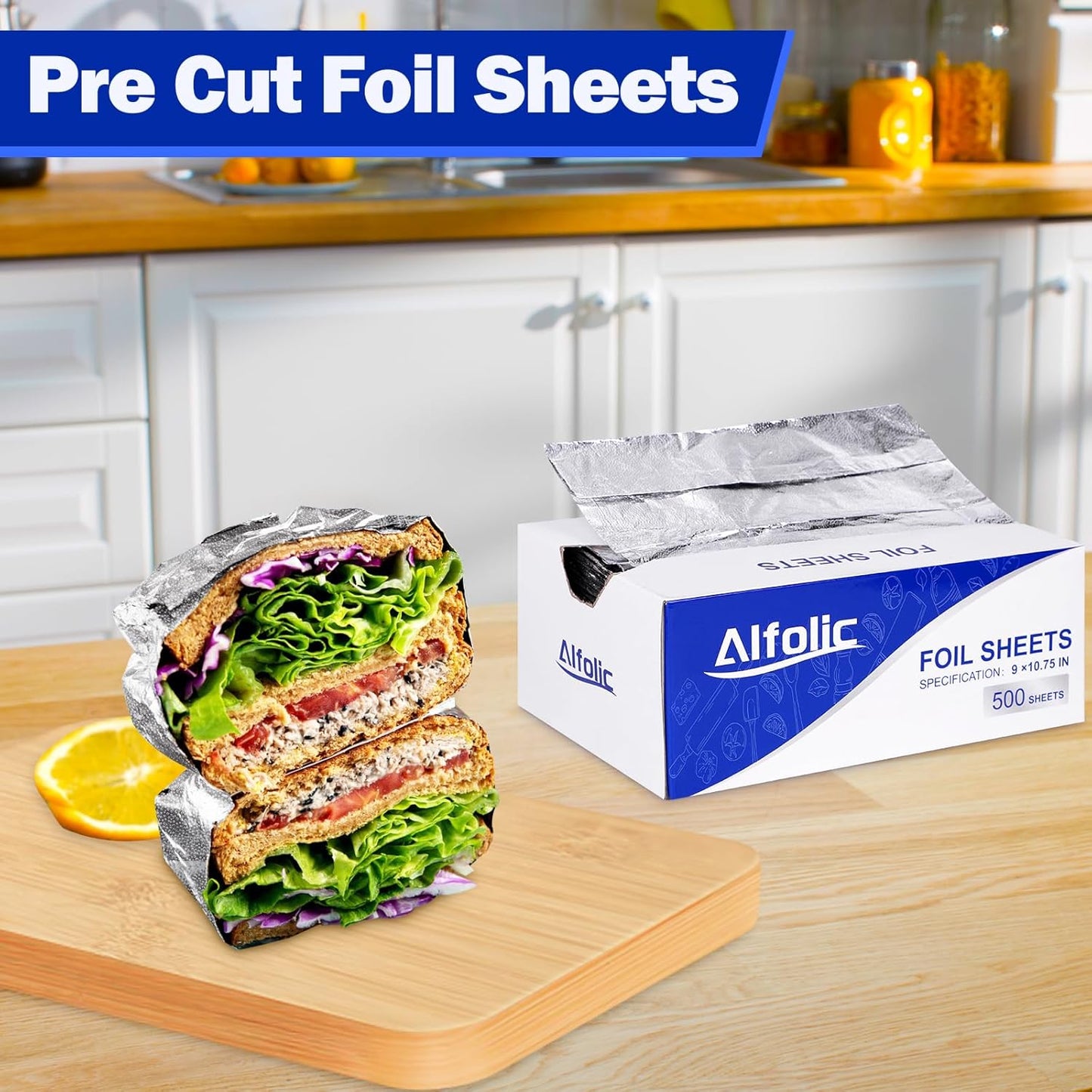 Aluminum Foil Sheets - 12" x 10.75" Pre Cut Tin Foil, Premium Aluminum Foil Wraps for Cooking, Storing Food - 500 Sheets