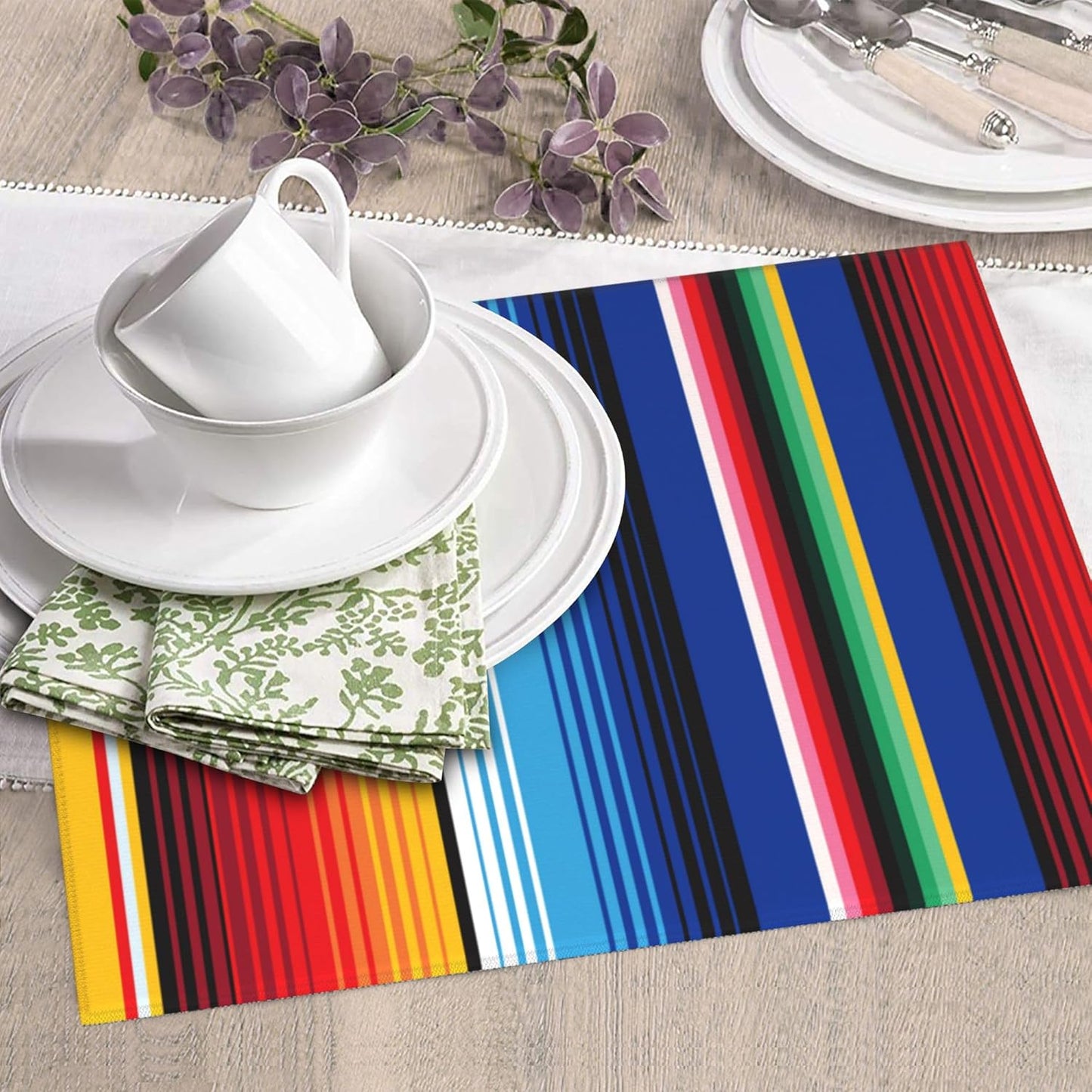 Rainbow Colorful Stripe Kitchen Drying Mat Mexican Microfiber Dish Drainer Mat for Kitchen Counter Absorbent Reusable Washable 16x18 Inch