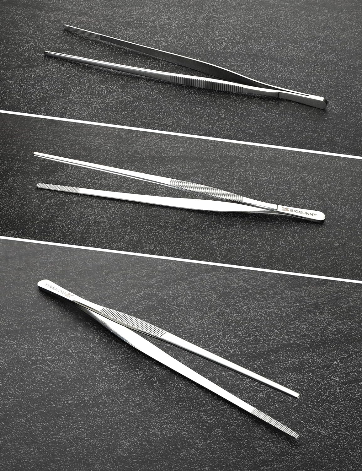 2 Pcs 8.5 Inch Kitchen Tweezers Fine Tweezer Tongs, MSY BIGSUNNY Stainless Steel Food Tweezers Multi-function Cooking Tongs Kitchen Serving Tong