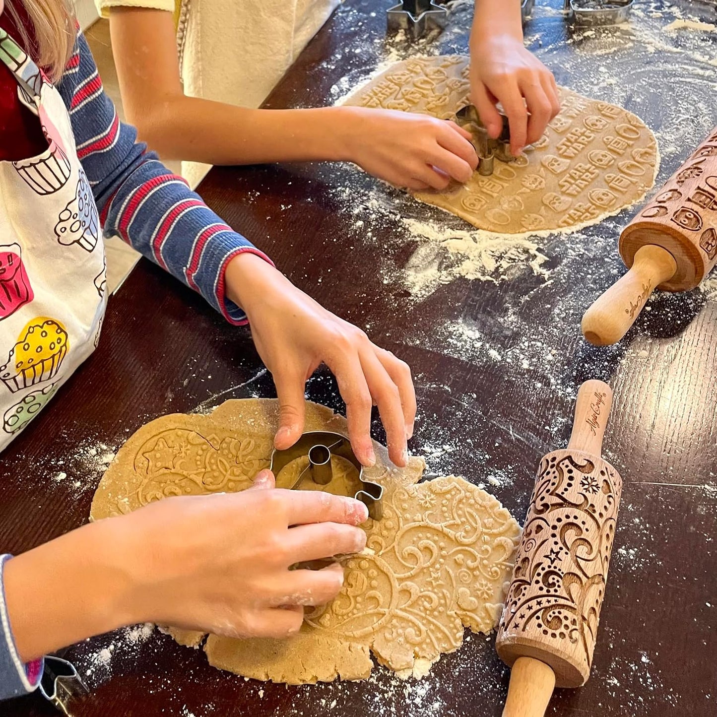 Embossing Rolling Pin JUNGLE. Dough and Clay Roller for Embossed Cookies and Pottery. Cookie and Ceramic Stamp. Backing Gifts for Women by Algis Crafts