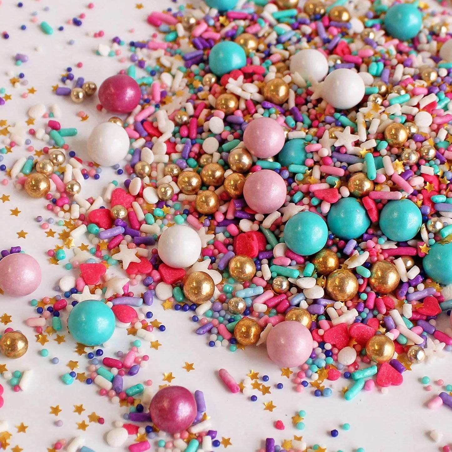 Sprinkle Pop Hey Sugar! Sprinkle Mix| Purple White Pink Aqua Sprinkles Mix with Pink Heart Confetti| Girl Lady Valentines Sprinkles Made in USA for Decorating Cupcakes Cakes Cookies Donuts, 2oz