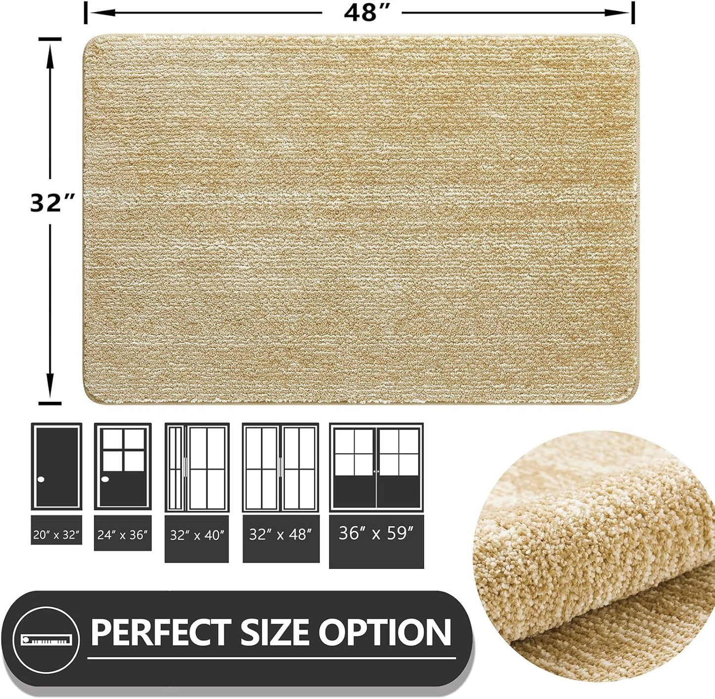 REFETONE Indoor Doormat, Front Door Mat 32"x48" Absorbent Rubber Backing Non Slip Back Door Mats, Washable Low-Profile Inside Floor Mat Door Rugs for Entryway, Resist Dirt Mud Mat for Dogs, Brown