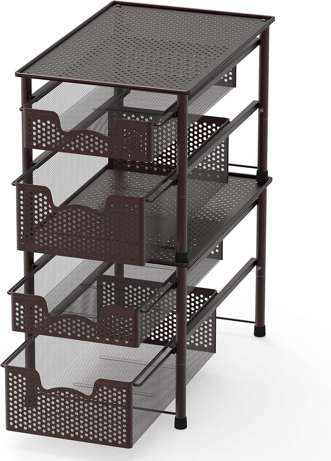 Simple Houseware Stackable 2 Tier Sliding Basket Organizer Drawer, Bronze