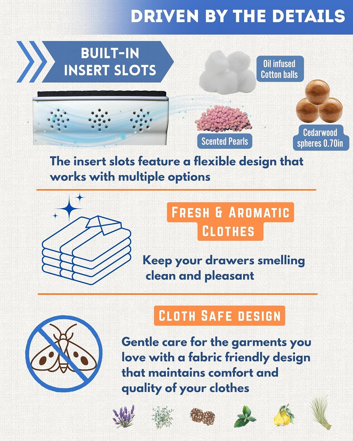 4 Pack Drawer Dividers for Clothes with Scent Slots 4" High, 13-20.4" and 4 Adjustable Hooks, Expandable Dresser Drawer Organizer for Closet, Kitchen, Bathroom, Office