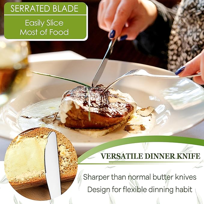 HaWare 40-Piece Silverware Set Service for 8, Stainless Steel Flatware Cutlery Set, Food-Grade Tableware Eating Utensil Set for Home Kitchen, Include Fork Knife Spoon, Mirror Polished, Dishwasher Safe