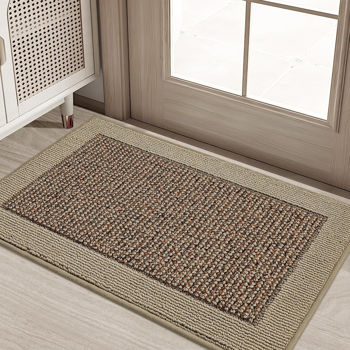 BEQHAUSE Indoor Door Mat 20" x 32", Dirt Trapper Door Mats Non-Slip Entryway Rugs Washable, Resist Dirt Absorbent Welcome Mat, Low Profile Floor Mats for Front Back Door and Entryway, Taupe