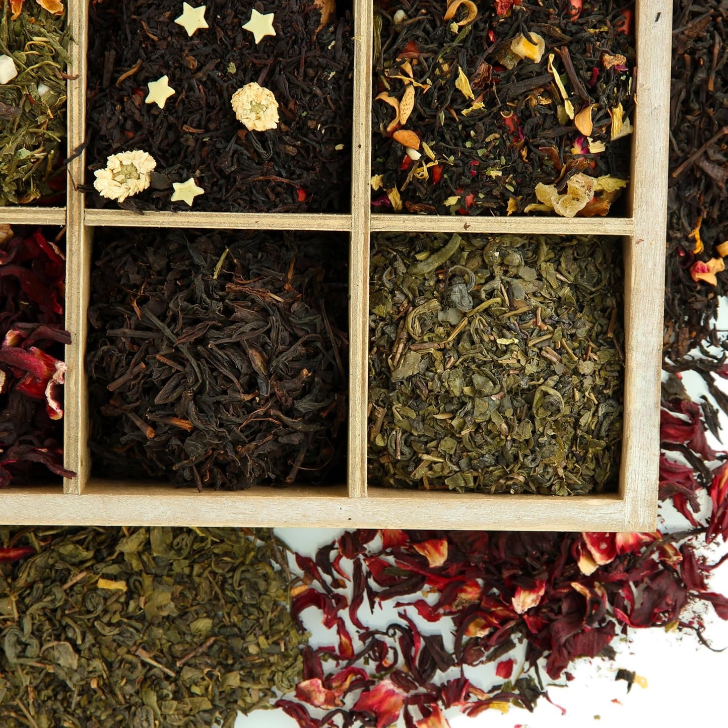 Bamboo Tea Organizer Box Chemical Free Eco-Friendly Big, Tall, Adjustable Cubbies Natural Wooden Storage Chest (Tea Time, 6-Slot 11" x 8.1" x 4.2")