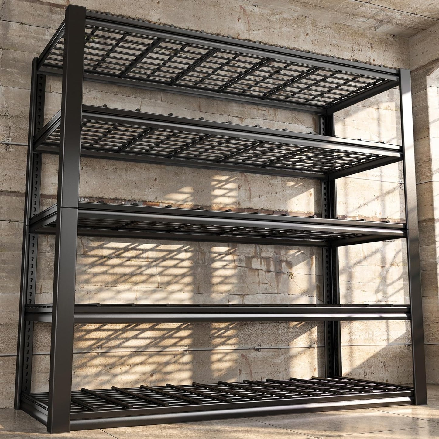 REIBII Garage Shelving, 48.2'' W Metal Shelving, 3010LBS Storage Shelves Heavy Duty, 5 Tier Adjustable Heavy Duty Shelving Unit for Warehouse, Garage, Basement, 48.2" W x 24.1" D x 72" H