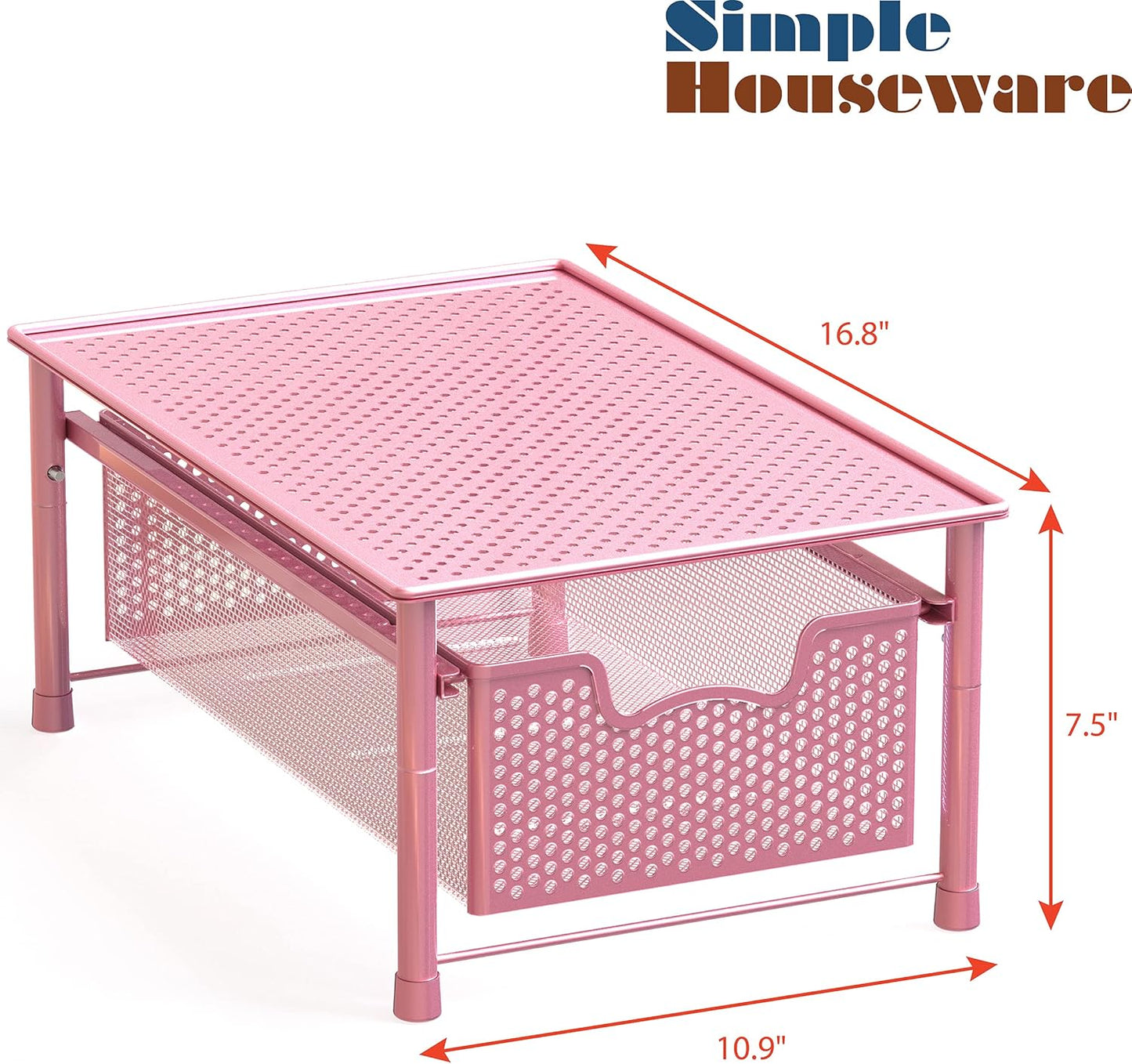 Simple Houseware Stackable Cabinet Basket Drawer Organizer, Pink