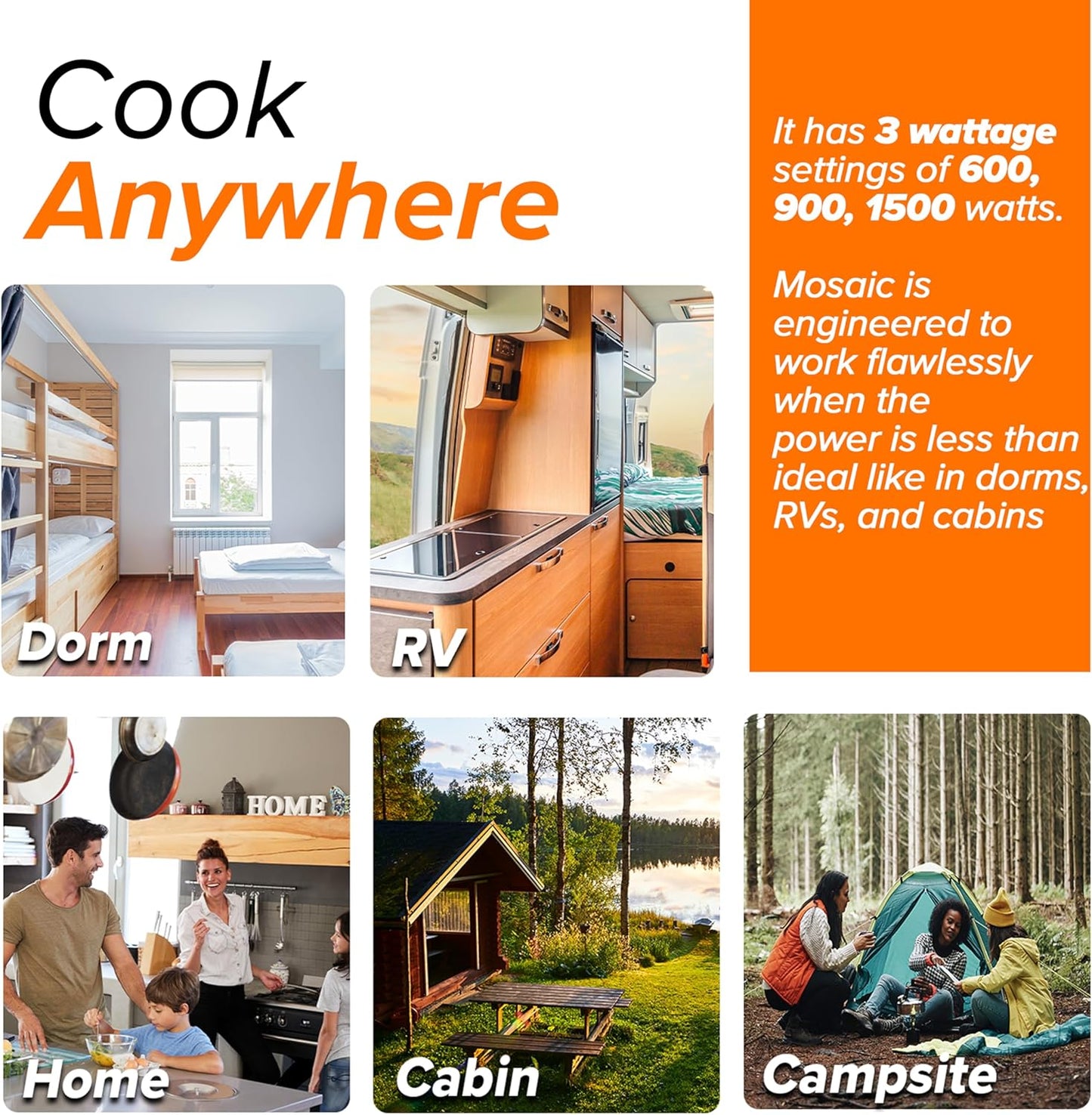 Nuwave Mosaic Induction Wok, Precise Temp Controls from 100°F to 575°F in 5°F, Wok Hei, Infuse Complex Charred Aroma & Flavor, 3 Watts 600,900 & 1500, Authentic 14-inch Carbon Steel Wok Included,Black