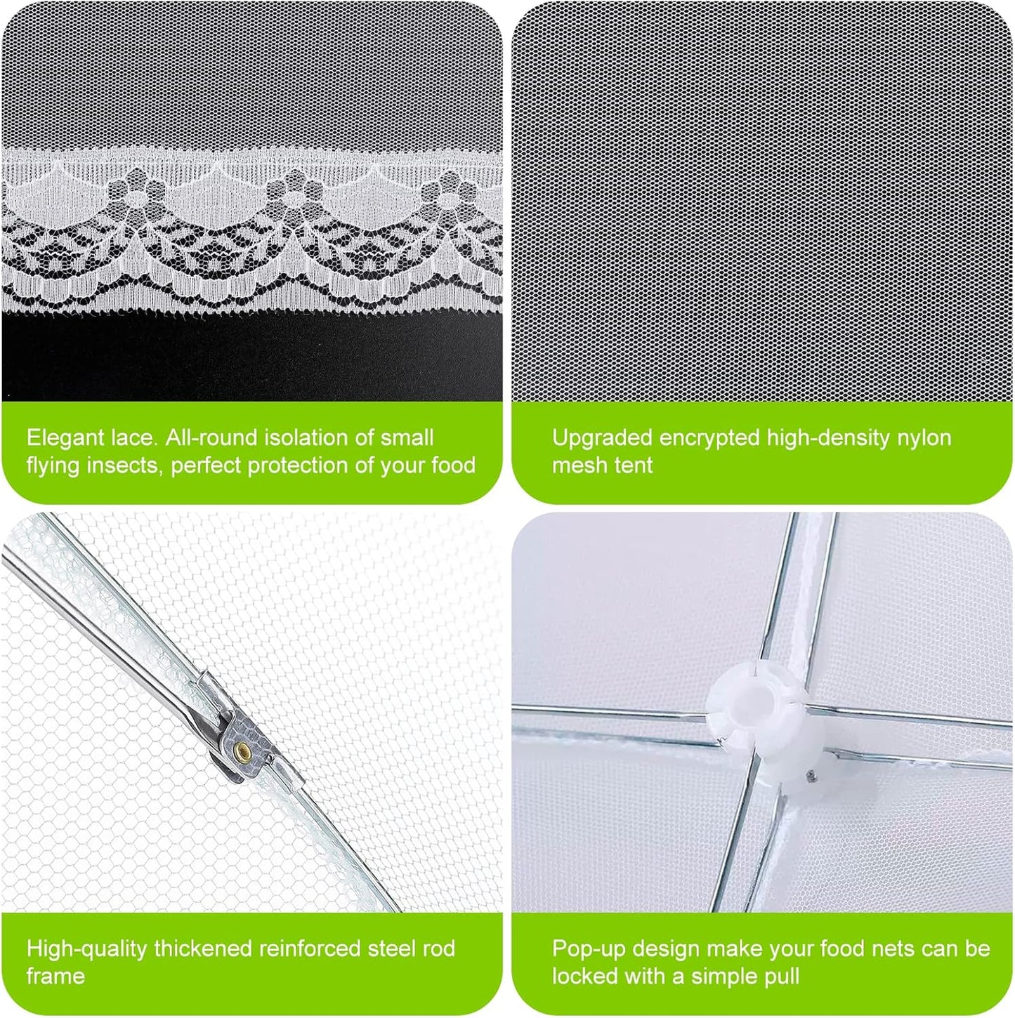 8 Pack 2 Size Mesh Food Covers for outside, 2 Jumbo and 6 Large Cake Cover Net for Indoor/Outdoor, Picnic Accessories Fruit Cover Tent Keeping Out Flies Bugs Mosquitos