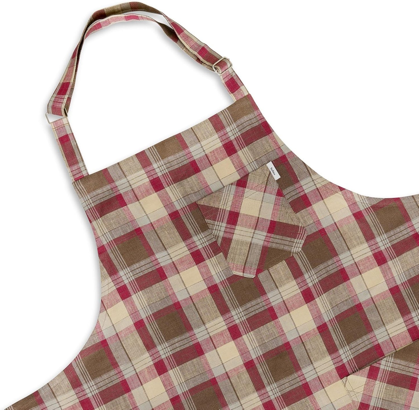 Solino Home Linen Bib Apron for Men & Women - Rustic Multicolor Kitchen Apron with Front Pockets - Handcrafted from European Flax