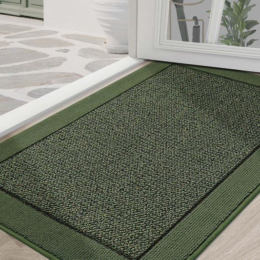 BEQHAUSE Indoor Door Mat 36" x 60", Dirt Trapper Door Mats Non-Slip Entryway Rugs Washable, Resist Dirt Absorbent Welcome Mat, Low Profile Floor Mats for Front Back Door and Entryway, Green