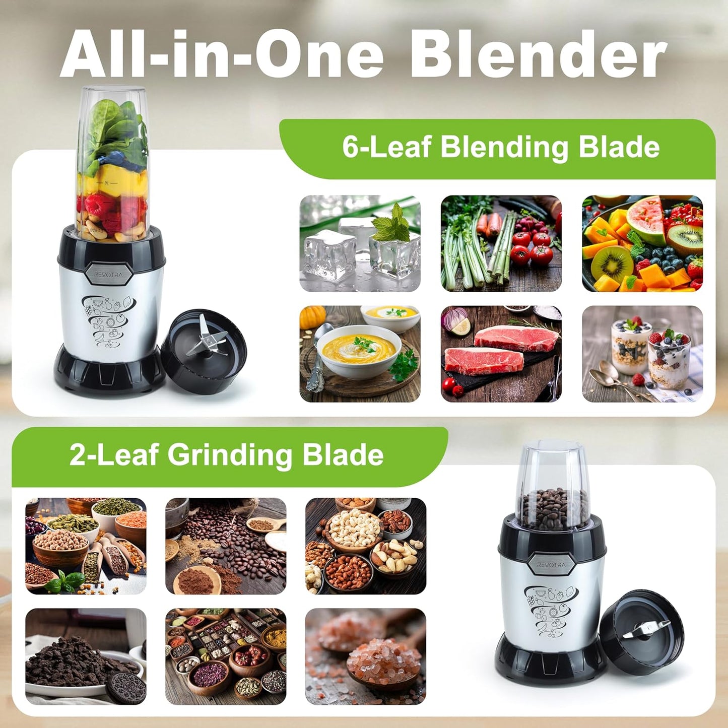 Smoothie Blender, 1200W Personal Blender for Smoothies, Blenders for Kitchen with 2 BPA-Free 26oz Travel Cups, Perfect for Smoothies, Frozen Drinks, Juices & Protein Shakes