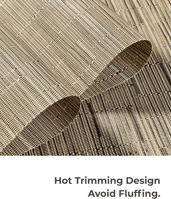 Leetaltree Light Brown Placemats Set of 8 - Heat Resistant Non-Slip Place mats for Dining Table, Washable Durable PVC Vinyl Woven Table Mats（Light Brown, 8）