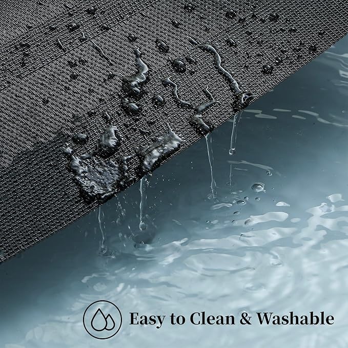 Leetaltree Black Frame Placemats Set of 12 - Heat Resistant Non-Slip Place mats for Dining Table, Washable Durable PVC Vinyl Woven Table Mats（Black Frame, 12）