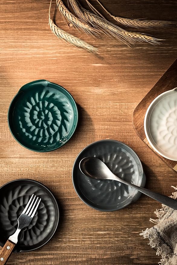 Spoon Holder for Stove Top, Cooking Spoon Rest for Multiple Utensils, Large Utensil Rest Ceramic Spatula Holder, Modern Farmhouse Kitchen Decor, Drak Green