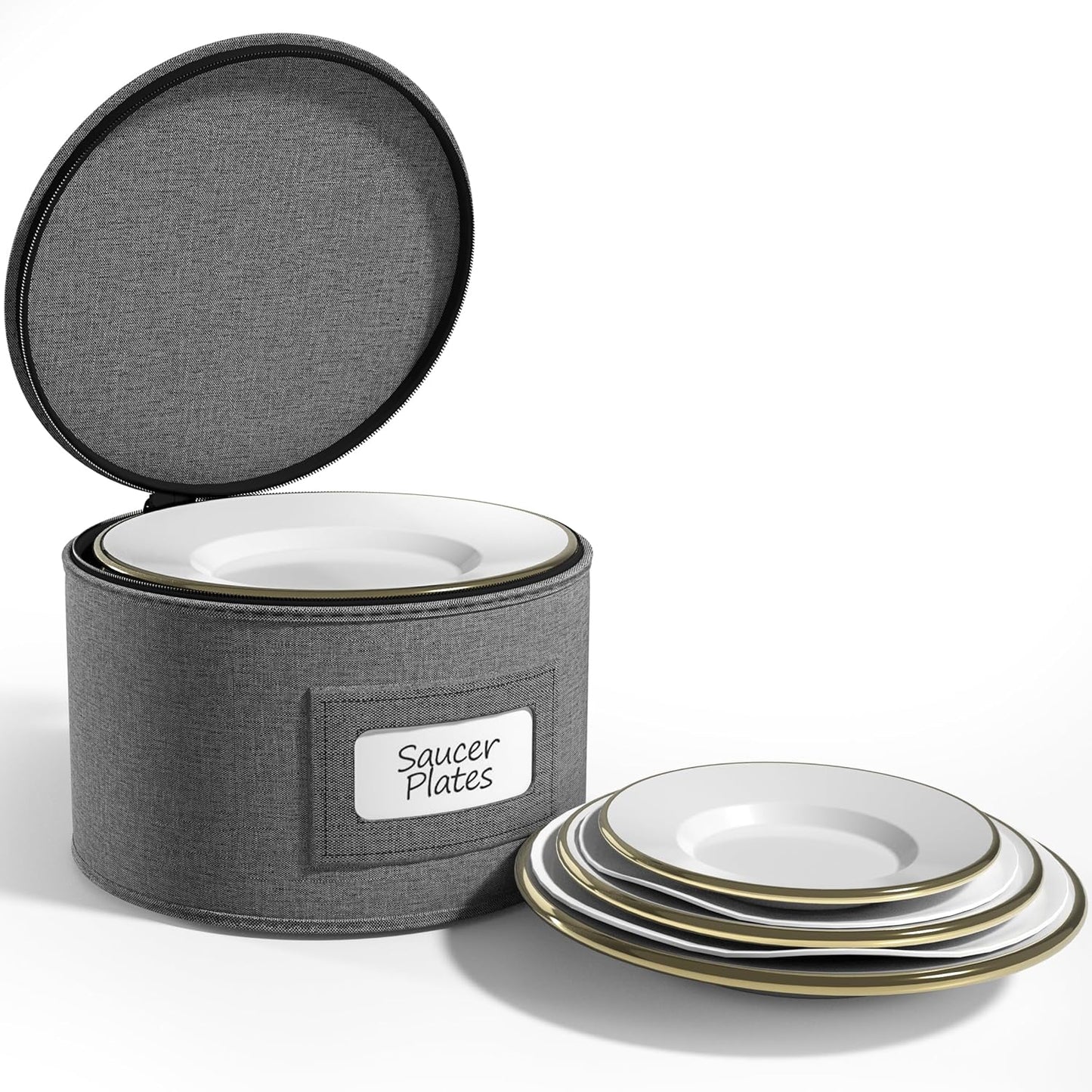 Sorbus China Storage Containers – Dinnerware Organizer for Dessert Plates with Lid (Holds Service for 12) with Felt Protectors – 7.25" x 5"