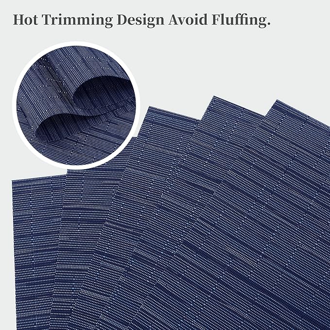 Leetaltree Blue Placemats Set of 12 - Heat Resistant Non-Slip Place mats for Dining Table, Washable Durable PVC Vinyl Woven Table Mats（Blue, 12）
