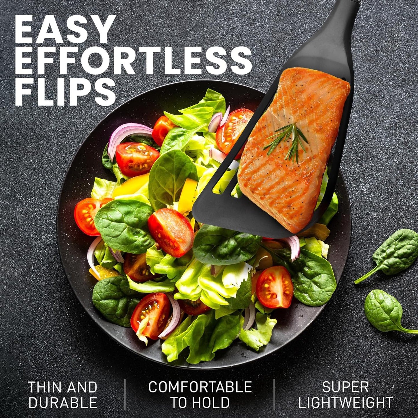 Zulay Kitchen Premium Fish Spatula Stainless Steel - Slotted, Non-Stick & Easy to Clean Fish Turner with Ergonomic Handle - Perfect for Cooking & Dishwasher Safe 12.8"