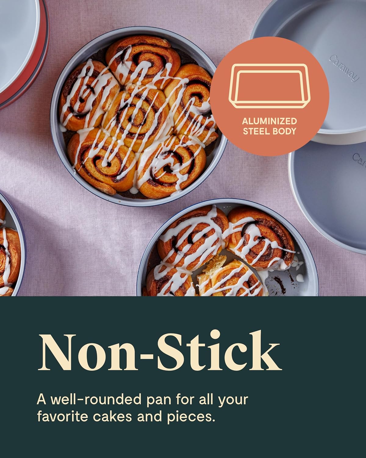 Caraway Non-Stick Ceramic 9” Circle Pans - Naturally Slick Ceramic Coating - Non-Toxic, PTFE & PFOA Free - Perfect for Birthday Cakes, Tartes, & More - Sage