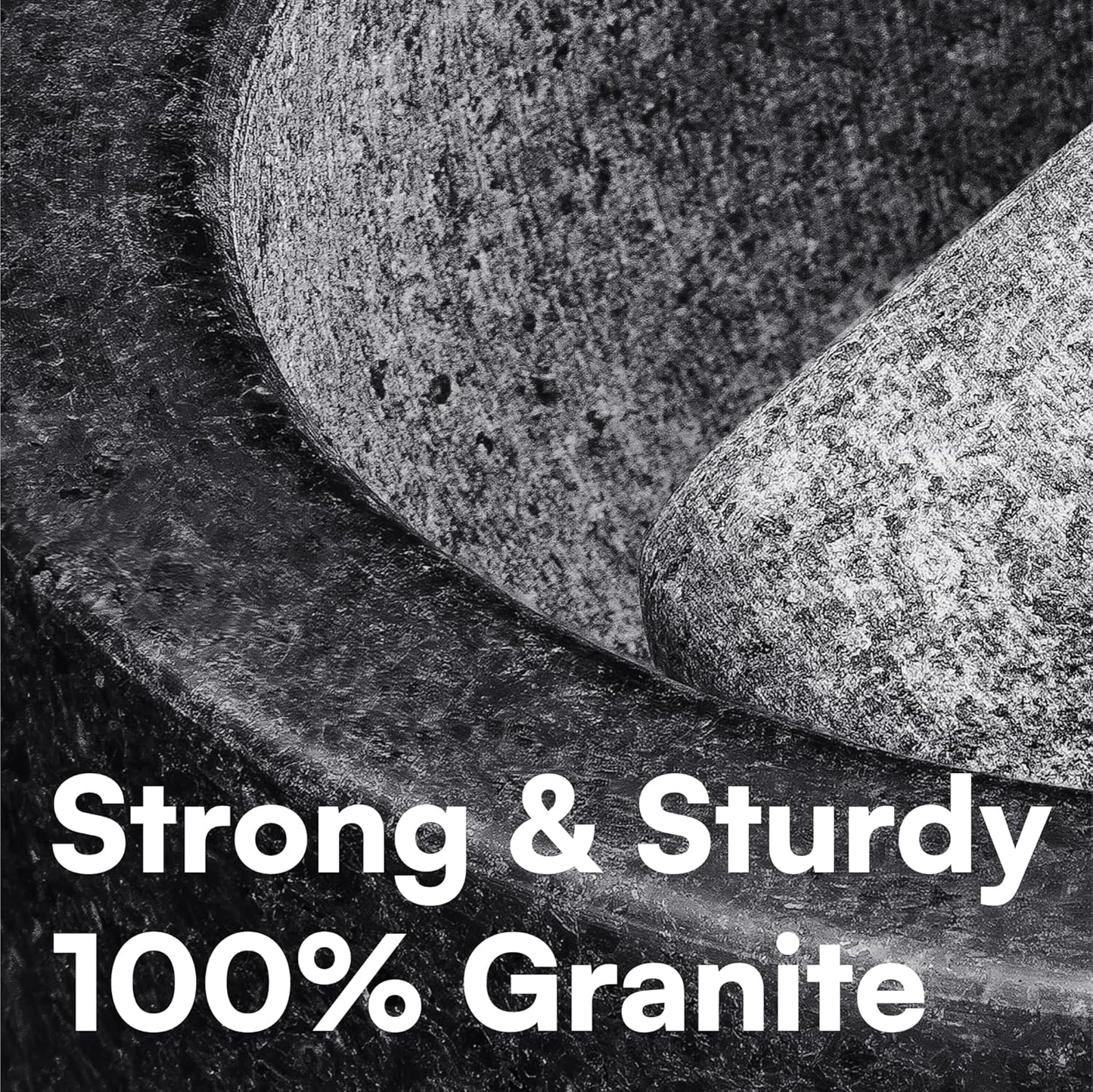 H&S Mortar and Pestle Set - Large Premium Solid Granite Stone Grinder Set - 16cm (6.3") Diameter - for Crushing & Mashing Herbs & Spices - Black