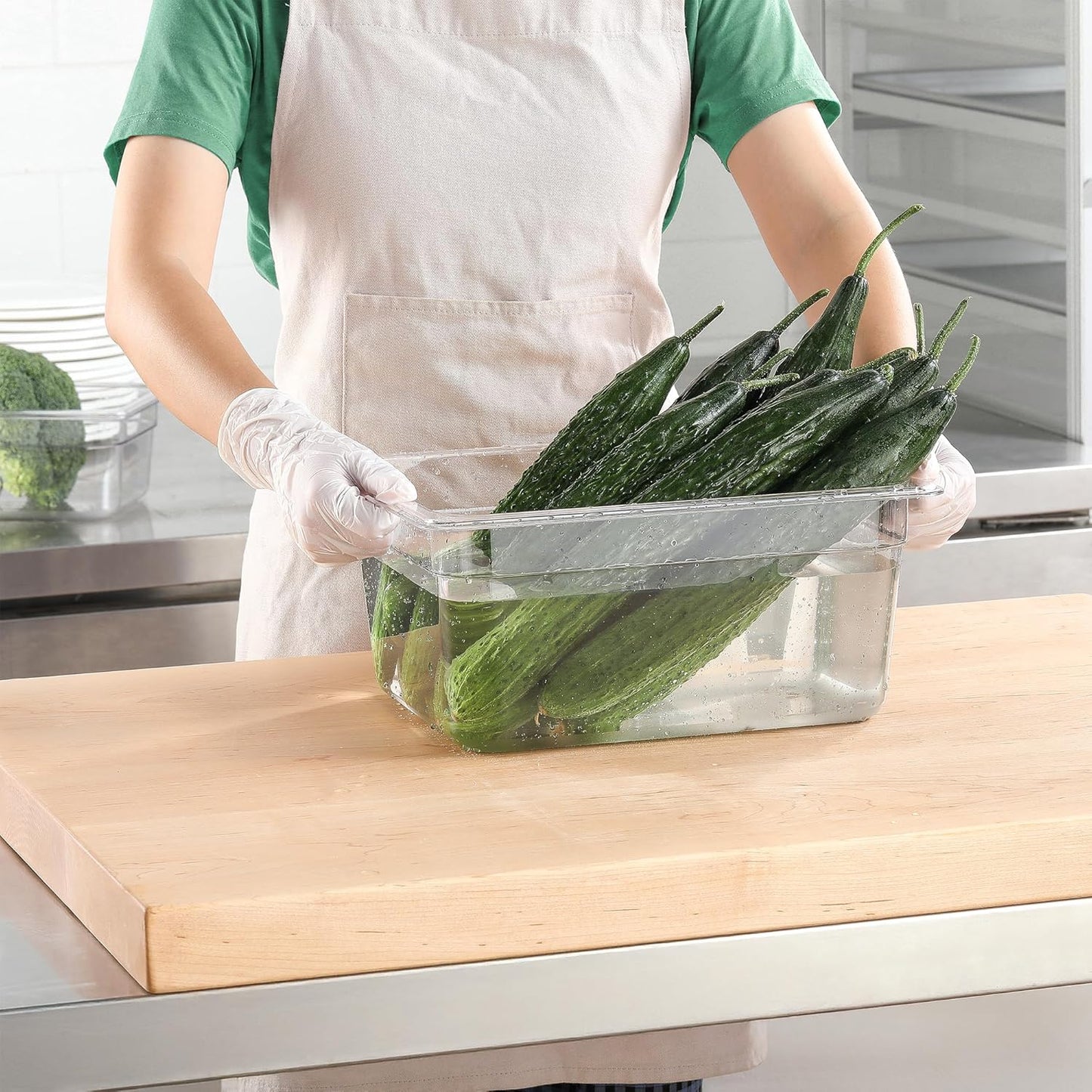 6-Pack 1/2 Size Clear Food Pan 4 Inch Deep Hotel Pan for Party and Catering BPA-free Polycarbonate Food Storage Container Stackable Freezer-safe