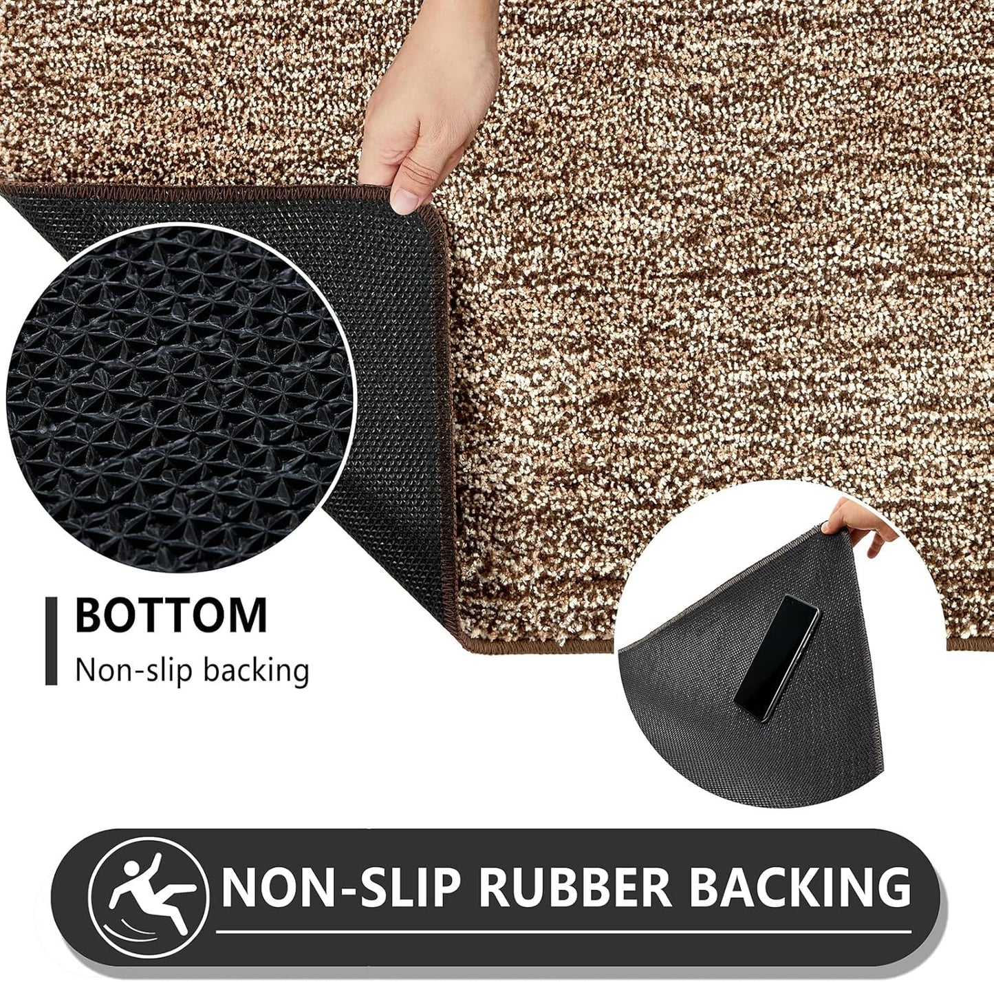 REFETONE Indoor Doormat, Front Door Mat 36"x59" Absorbent Rubber Backing Non Slip Door Mats, Washable Low-Profile Inside Floor Mat Door Rugs for Entryway, Resist Dirt Mud Mat for Dogs, Coffee/Brown